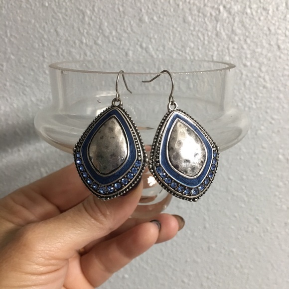 Premier Design Silver and Blue Crystal Earrings - Picture 1 of 2